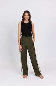 Elton Pant -Khaki/Ecru