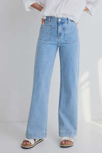 Zoey High Rise Wide Leg Pocket Jean -Light Blue