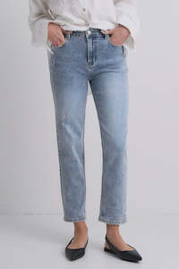 Amelia Mid Rise Slim Leg Jean -Mid Blue