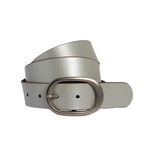 Tahlia Leather Belt -Metallic Silver