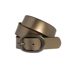 Tahlia Leather Belt -Metallic Bronze