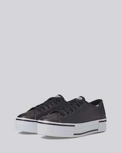 Triple Up Leather Bumper Foxing Sneaker - Black