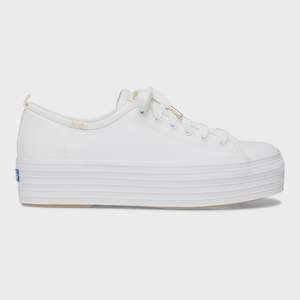 Triple Up Leather Sneakers -White