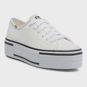 Triple Up Leather Bumper Foxing Sneaker -White