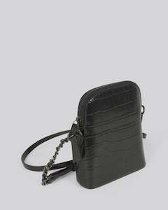 Bag Sale: Charlie Mobile Phone Bag -Black Croc Leather