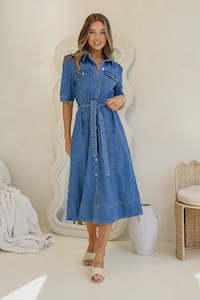 Paltrow Denim Midi Dress - Mid Blue