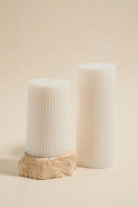 Ribbed Column Soy Candle - Small Ivory