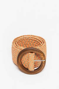 Rattan Belt -Orange & Natural