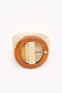 Rattan Stretch Belt - Straw