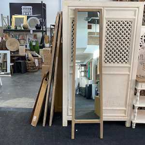 Furniture: Elm Wood Standing Mirror