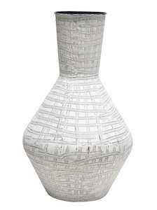 Whitewash Iron Vase - 84cms