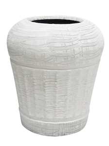 Furniture: Whitewash Iron Vase - 47cms