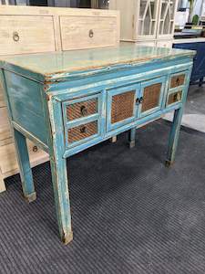 Furniture: Antique Style Blue Oriental Sideboard