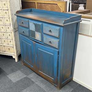 Furniture: Vintage Style Blue Cabinet