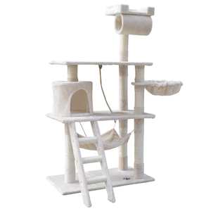 Furniture: i.Pet Cat Tree 141cm Trees Scratching Post Scratcher Tower Condo House Furniture Wood Beige