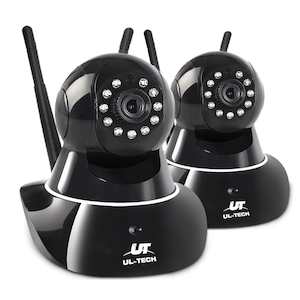 Furniture: UL Tech Set of 2 1080P Wireless IP Cameras - Black