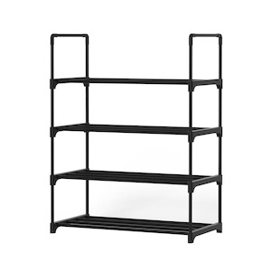 Furniture: Artiss Shoe Rack Stackable Shelves 4 Tiers 55cm Shoes Storage Stand Black