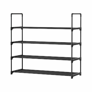 Furniture: Artiss Shoe Rack Stackable 4 Tiers 80cm Shoes Shelves Storage Stand Black