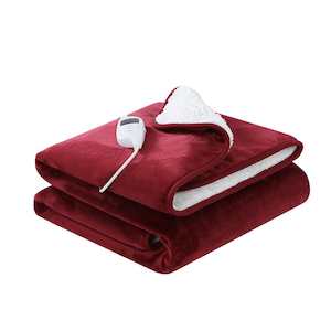 Furniture: Giselle Electric Throw Rug Heated Blanket Washable Snuggle Flannel Winter Red