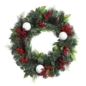 Furniture: Jingle Jollys 2FT 60CM Christmas Wreath with Decor Xmas Tree Decoration