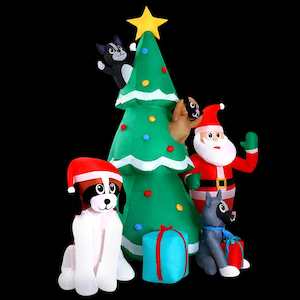 Jingle Jollys Christmas Inflatable Santa Tree 3M Lights Outdoor Decorations LED