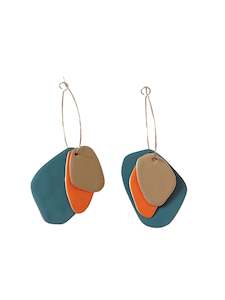 Lou Drop Earrings - Dark Turquoise, Orange, Sand