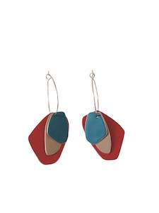 Design services: Lou Drop Earrings - Red, Sand, Dark Turquoise