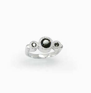 Flock Ring, Sterling Silver & Smokey Quartz: Size R 1/2