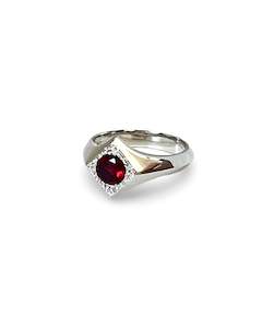 Design services: Cluster Arc Ring, Sterling Silver & Garnet: Size Q 1/2