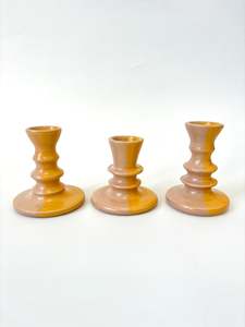 *Exclusive* Two-Toned Ceramic Candlestick - Peach / Pink