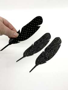 Design services: Single Feather Magnet - Black with Gold Dots