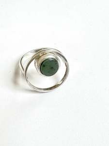 Design services: Small Round Flat Offset Pounamu Ring Inside a Circle (RI-RO14)