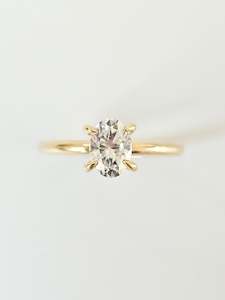 0.75ct Oval Moissanite, 9ct Yellow Gold Ring (CI-793)