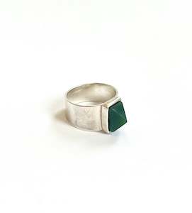 Design services: Jade & Sterling Silver Rectangle Facet Tapered Ring (RI-RE7)