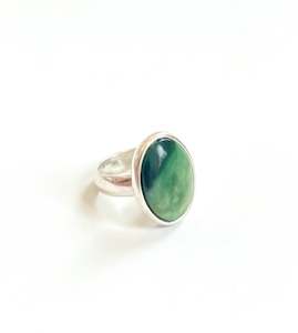 Jade & Sterling Silver Medium Oval Ring (RI-OV3)