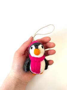 NEW Felted Penguin - hot Pink