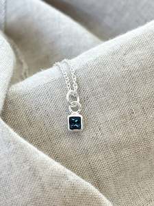 London Blue Topaz Gemstone & Silver Necklace - Dark blue