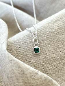 Design services: Emerald Gemstone & Silver Necklace - Green