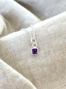 Amethyst Gemstone & Silver Necklace - light amethyst