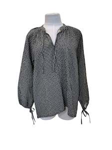 Autumn Blouse - Mini Black Gingham Cotton