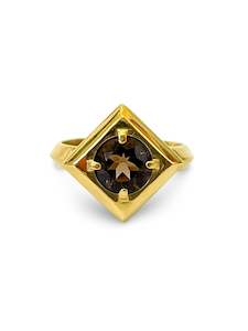 Design services: Gold Plated Frame Cocktail Ring with Smokey Quartz Size Q1/2