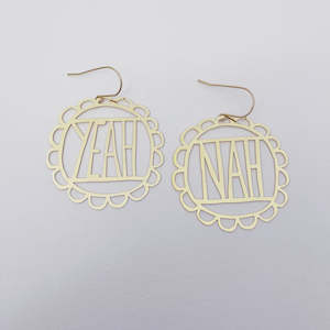 Design services: Yeah / Nah Earrings in Gold