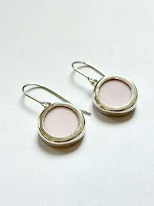 Repurposed Colclough Pale Pink Bone China & Sterling Silver Earrings (#2450)