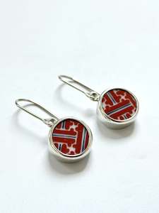 Repurposed Hex Plate China & Sterling Silver Earrings (#2393)