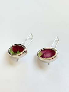 Design services: Repurposed Royal Albert 'Old English Rose' Bone China & Sterling Silver Earrings (#2465)