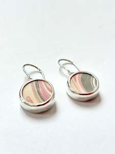 Design services: Repurposed Tilly @ Home Pink / Grey China & Sterling Silver Earrings (#24137)