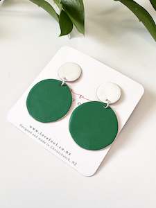 Design services: Polkadot Earrings - White, Grass Green