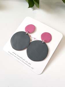 Design services: Polkadot Earrings - Neon Pink, Dark Grey