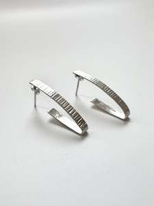 Wide Oval with Lines Earrings