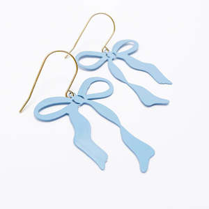 Midi Bow Earrings - Powder Blue